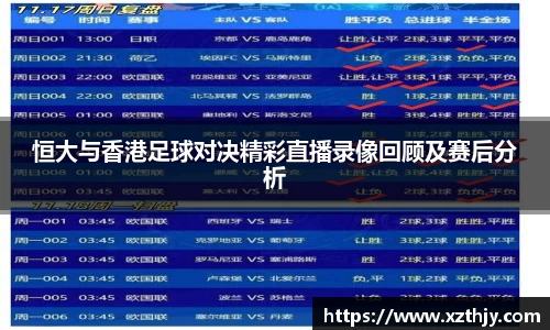 恒大与香港足球对决精彩直播录像回顾及赛后分析